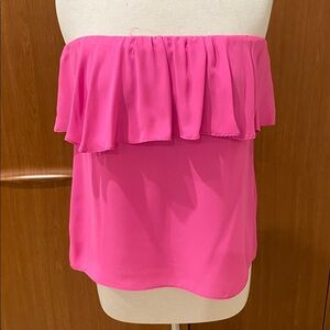 Red flowy tube top with overhang barely worn and very comfy